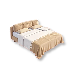 Fabric Double Bed - Milky Coffee